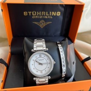 NEW-Stuhrling Original Symphony Quartz White Dial Ladies Watch